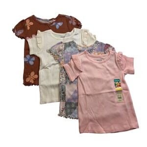 Kids 4 Piece Outfit Tops Floral Butterfly Short Sleeve Ruffles Size 3T